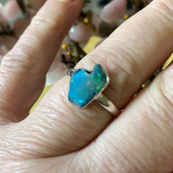 Vintage 925 rough Ethiopian opal ring - Picture 4 of 6
